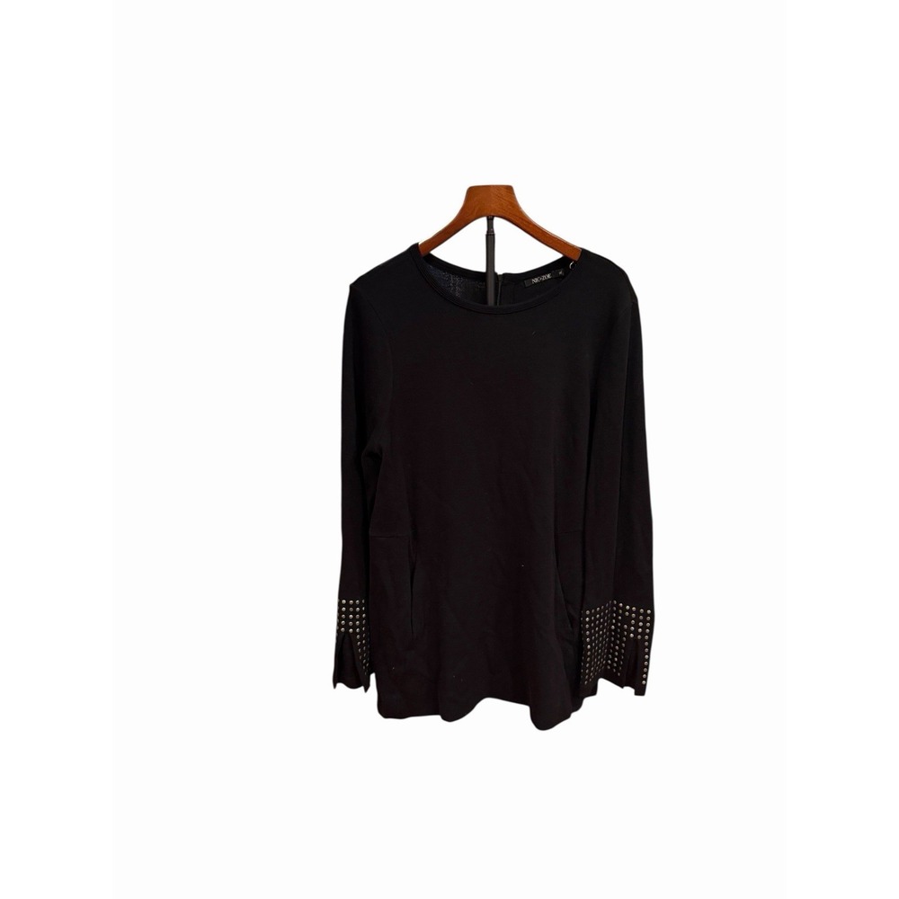 Nic + Zoe Long Sleeve Grommet Studded Cuff Tunic Grunge Top Black Goth Rocker XL